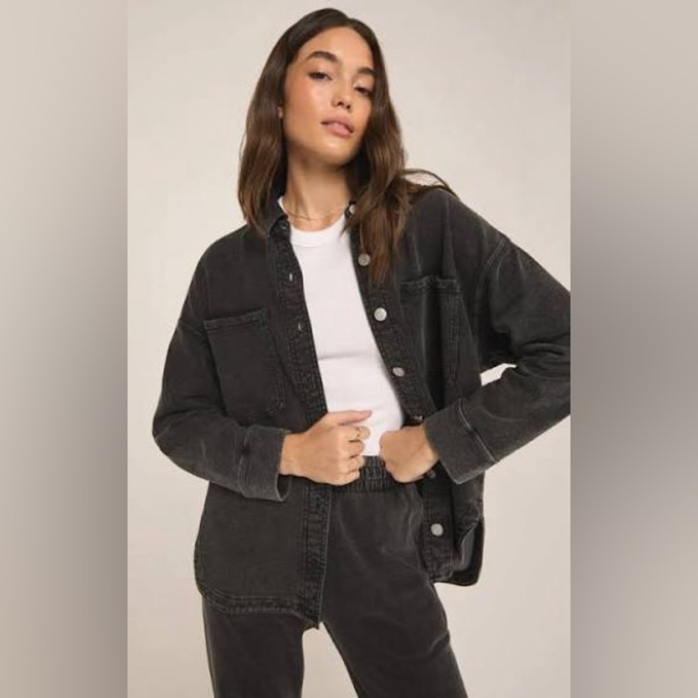 Z Supply All Day Knit Shacket in Black